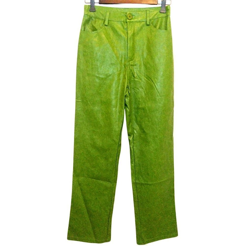 LELIS COLLECTION WOMEN'S GREEN LEATHER PANTS - SIZE S